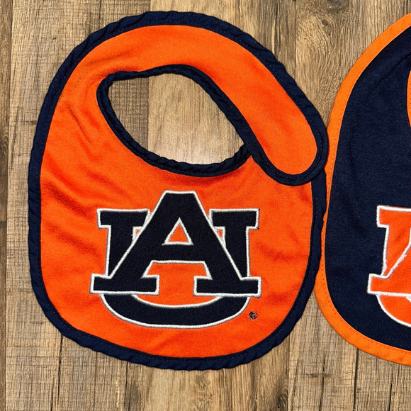Baby Unisex Auburn University One Size Orange Navy Bibs Set Tigers Lot of 2 - Picture 2 of 6